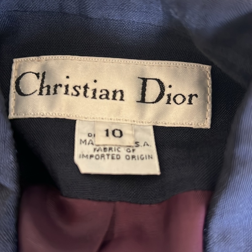 Christian Dior Blazer Navy Black Plaid Size 10 - Picture 4 of 5